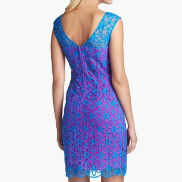 Lilly Pulitzer Selna Royce Blue Daisuly Floral Eyelet Dress Size 8 - Picture 2 of 7